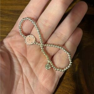 Chic Katie Loxton Silver and Pink Beaded Bracelet